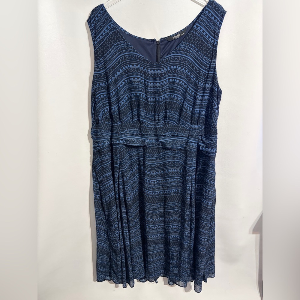 Eshakti Stripe Lace Print Georgette Pleated Empire Waist Dress Sz 3X or 24W - Picture 4 of 8